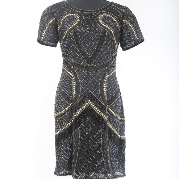 Hand Made Sequin Beaded Dress in Black Never Worn Size 8